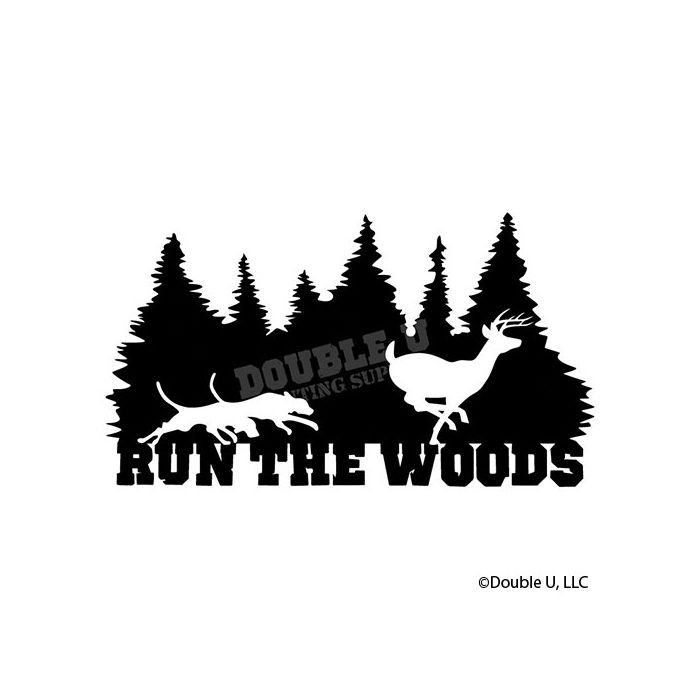 Run the Woods Dogs Chasing DeerTrees Silhouette