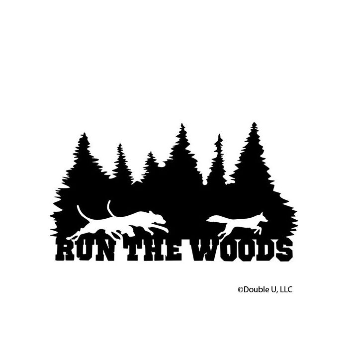 Run the Woods Dogs Chasing Fox Trees Silhouette