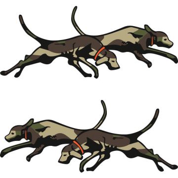 Double U Camo Running Dogs Premium Decal Set