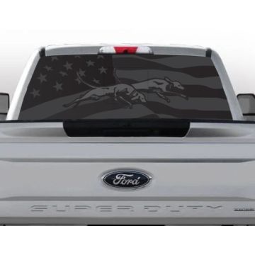Black on Black Running Dogs Rear Window Graphic